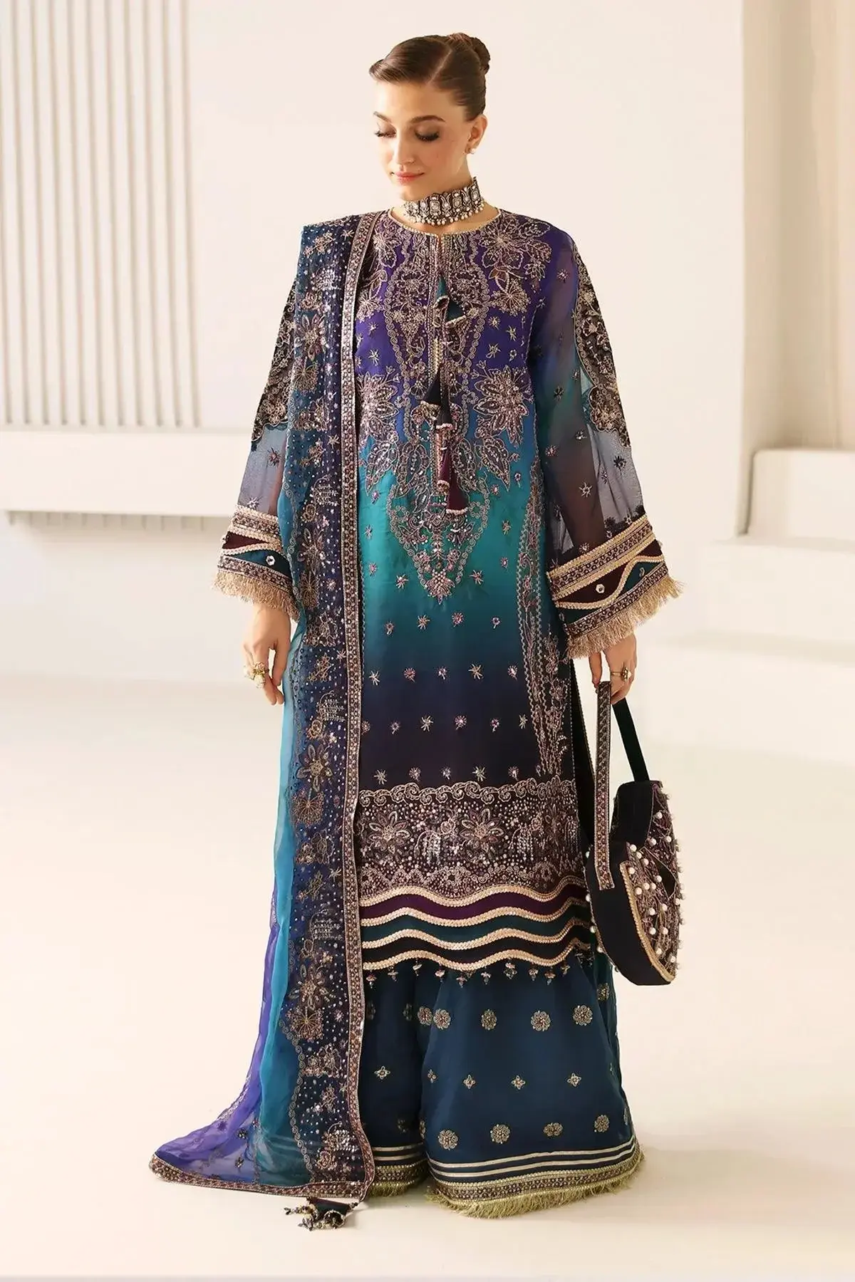 ALIZEH LA RUHE EMBROIDERD CHIFFON AF-CH-2182-Oasis