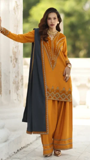 CHARZIMA SIGNATURE PEACH LEATHER WITH VELVET EMBROIDERD CSW5-08