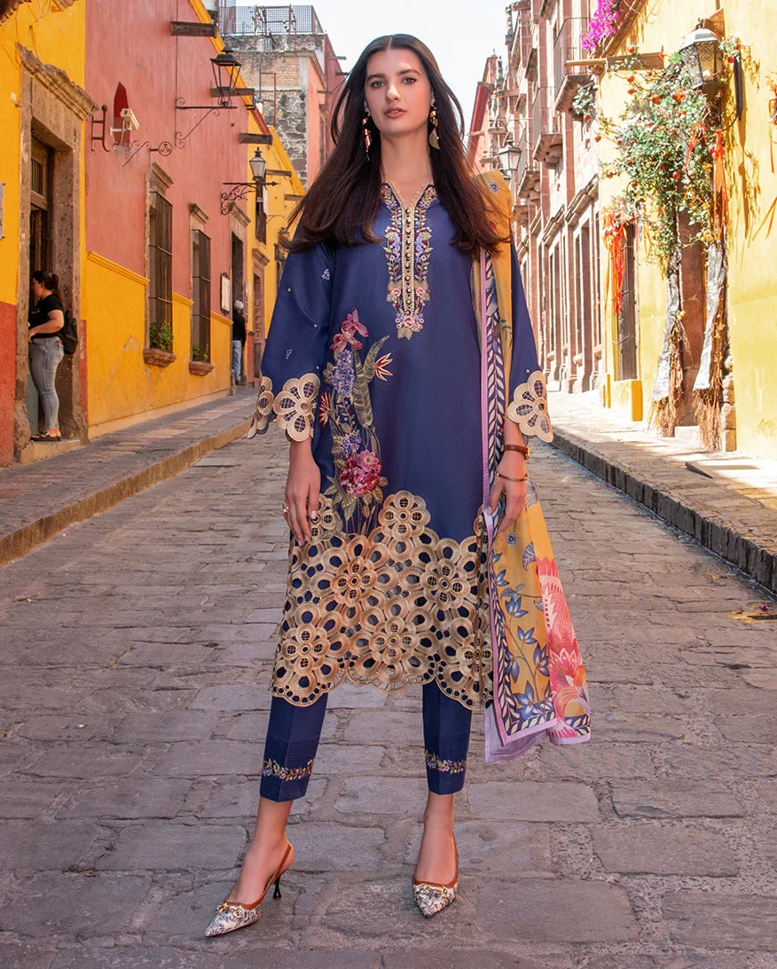 HEMLINE ODYSSEY EMBROIDERED LAWN INES 3PC SUIT